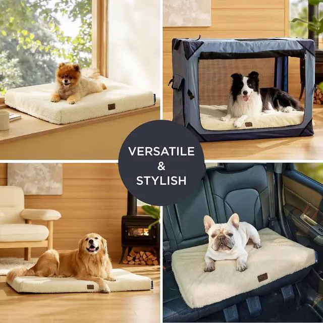 Alt view image 4 of 6 - XL Self Warming Dog Bed, Extra Large with Washable Cover, 44 Inch | Orthopedic Egg Crate Foam, Flat Rectangle Sherpa Mat, Non-Slip Bottom, Comfy Removable Washable Cover, For Pets Up to 80 lbs
