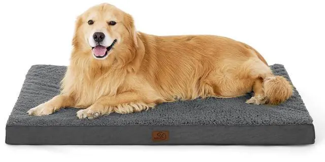 Main image of XL Dog Bed, Extra Large Pet Bed with Comfy Sherpa,44x32in Dark Grey | Orthopedic Egg Crate Foam,Comfort Support Flat Rectangle Pet Mat,Non-Slip Bottom,Removable Cover,For Extra Pet Up to 80 lbs