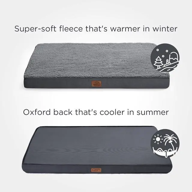 Alt view image 5 of 7 - XL Dog Bed, Extra Large Pet Bed with Comfy Sherpa,44x32in Dark Grey | Orthopedic Egg Crate Foam,Comfort Support Flat Rectangle Pet Mat,Non-Slip Bottom,Removable Cover,For Extra Pet Up to 80 lbs
