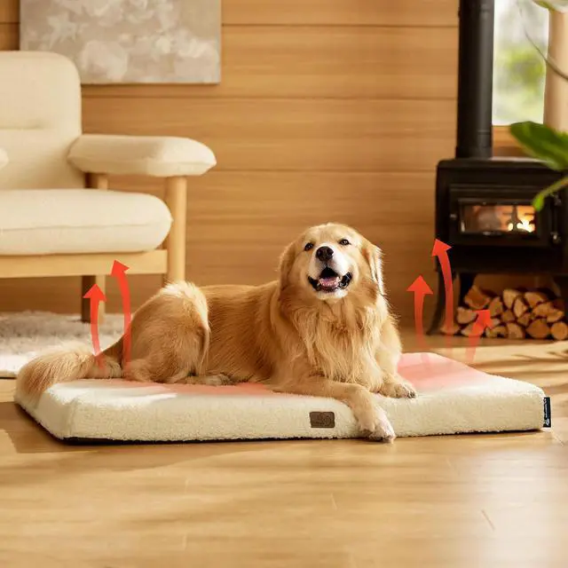 Alt view image 6 of 6 - XL Self Warming Dog Bed, Extra Large with Washable Cover, 44 Inch | Orthopedic Egg Crate Foam, Flat Rectangle Sherpa Mat, Non-Slip Bottom, Comfy Removable Washable Cover, For Pets Up to 80 lbs