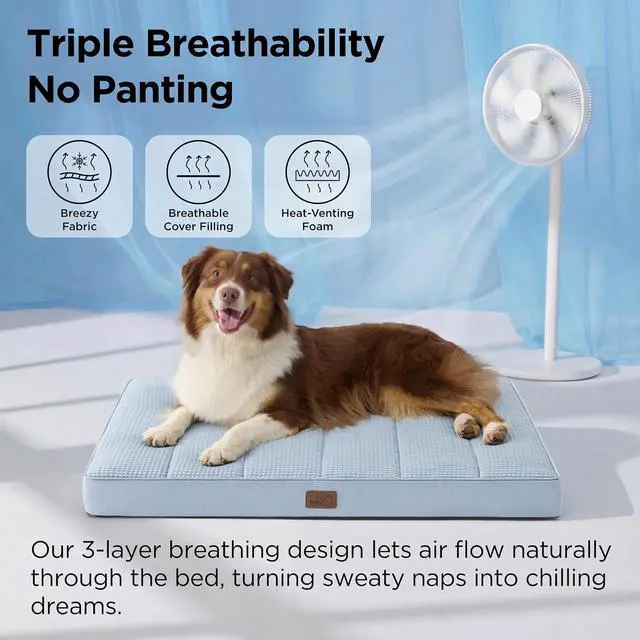Alt view image 3 of 7 - Cooling Dog Beds Large Sized Dog, Breathable Pet Summer Bed, 36Inch | Orthopedic Egg Crate Foam, Cold Summer Pad Mat, Non-Slip Bottom, Comfy Removable Washable Cover, For Pets Up to 55 lbs