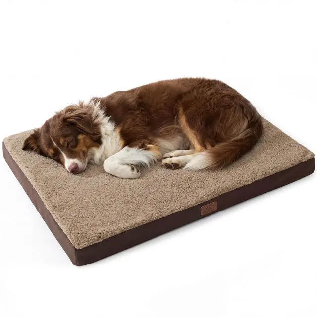 Main image of Washable Dog Beds Large Sized Dog with Comfy Sherpa, 36x27in Brown | Orthopedic Egg Crate Foam,Comfort Support Flat Rectangle Pet Mat,Non-Slip Bottom,Removable Cover,For Large Breed Up to 55 lbs