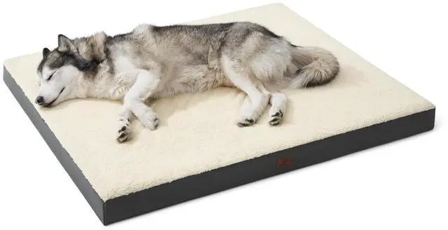 Main image of XXL Dog Bed, Giant Pet Bed with Washable Cover, 53x36 Inch Grey | Orthopedic Egg Crate Foam, Flat Rectangle Sherpa Mat, Non-Slip Bottom, Comfy Removable Washable Cover, For Pets Up to 100 lbs