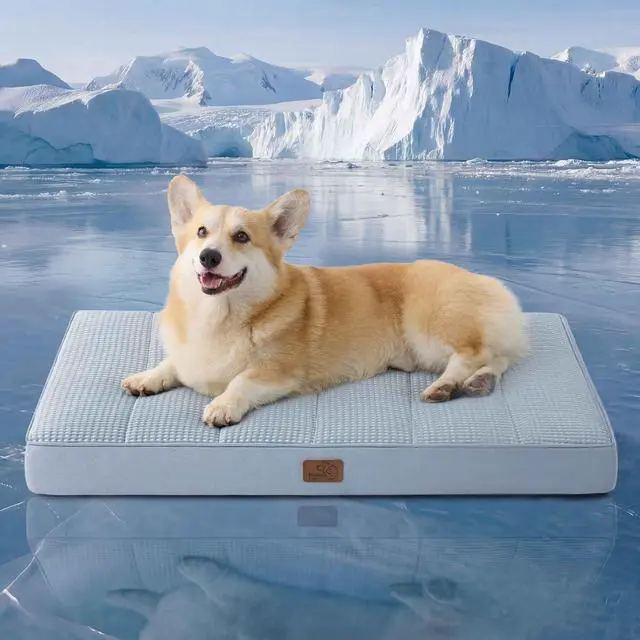 Main image of Cooling Dog Bed for Crate, Large Breathable Pet Summer Bed, 35 Inch | Orthopedic Egg Crate Foam, Cold Summer Pad Mat, Non-Slip Bottom, Comfy Removable Washable Cover, For Pets Up to 40 lbs