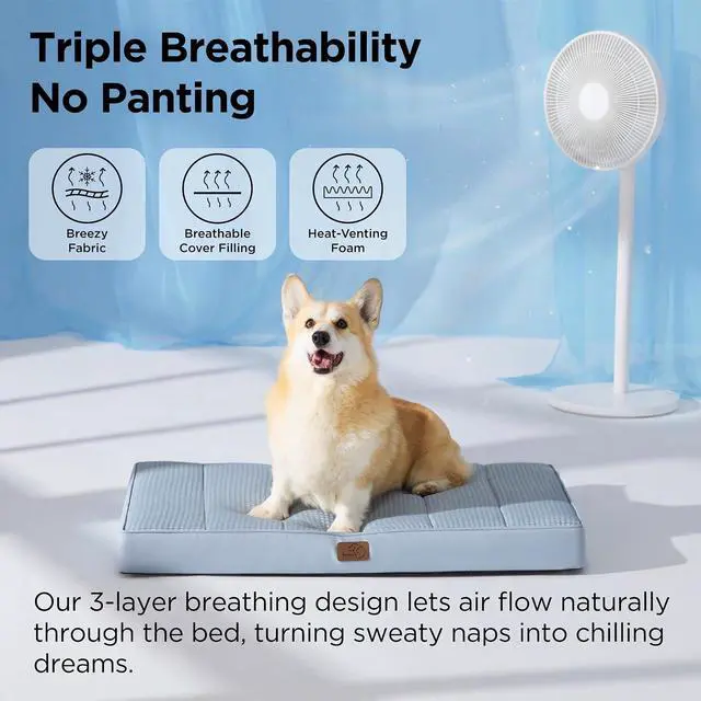 Alt view image 3 of 7 - Cooling Dog Bed for Crate, Large Breathable Pet Summer Bed, 35 Inch | Orthopedic Egg Crate Foam, Cold Summer Pad Mat, Non-Slip Bottom, Comfy Removable Washable Cover, For Pets Up to 40 lbs