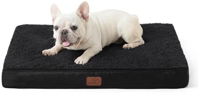 Main image of Washable Dog Bed Medium Size Dog with Comfy Sherpa, 30x20in Black | Orthopedic Egg Crate Foam,Comfort Support Flat Rectangle Pet Mat,Non-Slip Bottom,Removable Cover,For Medium Pet Up to 30 lbs