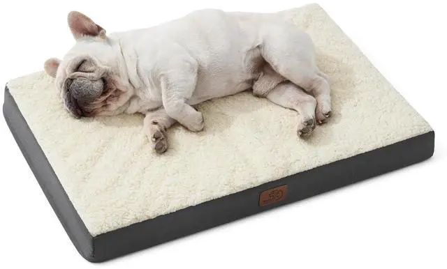 Main image of Washable Dog Bed Medium Size Dog with Comfy Sherpa, 30x20in Grey | Orthopedic Egg Crate Foam,Comfort Support Flat Rectangle Pet Mat,Non-Slip Bottom,Removable Cover,For Medium Pet Up to 30 lbs