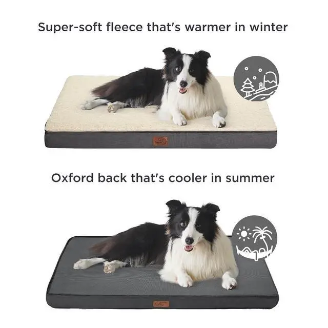 Alt view image 5 of 7 - XL Dog Bed, Extra Large Pet Bed with Comfy Sherpa,44x32in Brown | Orthopedic Egg Crate Foam,Comfort Support Flat Rectangle Pet Mat,Non-Slip Bottom,Removable Cover,For Extra Pet Up to 80 lbs