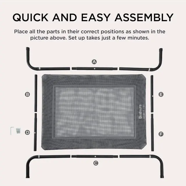 Alt view image 6 of 7 - Outdoor Elevated Cooling Dog Bed Large Sized Dog, 49in Grey (Pack of 2)