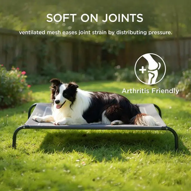 Alt view image 7 of 7 - Outdoor Elevated Cooling Dog Bed Large Sized Dog, 49in Grey (Pack of 2)