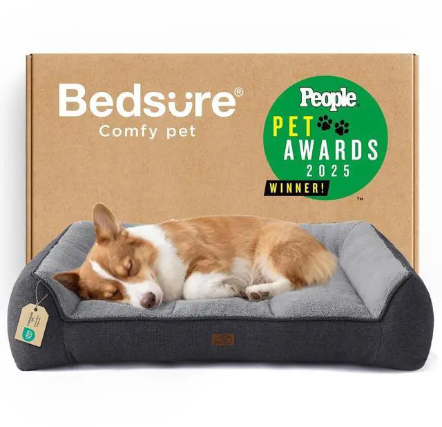 Main image of SupportMax Extra Thick Orthopedic Dog Bed Medium Size Dog | 35" Premium Supportive Couch for Senior Dogs, Water-resistant Removable Washable Cover, Comfy Pet Sofa with Sherpa, Grey