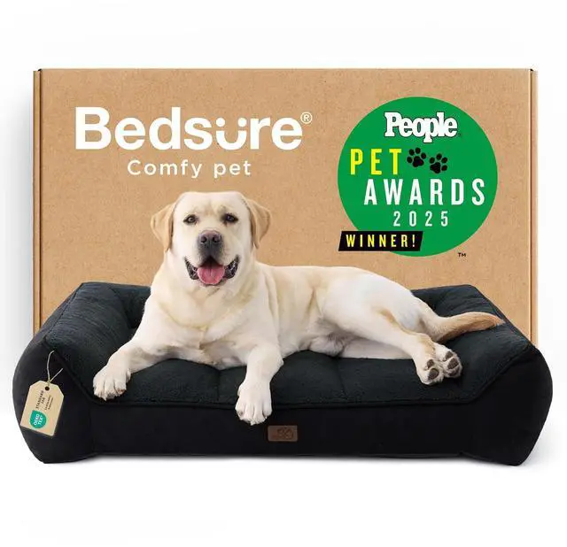 Main image of SupportMax Extra Thick Orthopedic XL Dog Bed for Extra Large Dogs | 45" Premium Supportive Couch for Senior Dogs, Water-resistant Removable Washable Cover, Jumbo Pet Sofa with Sherpa, Black