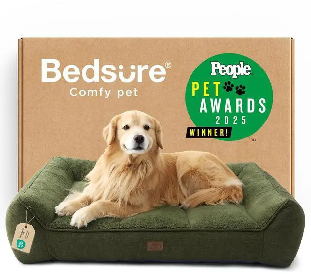 Main image of SupportMax Extra Thick Orthopedic XL Dog Bed for Extra Large Dogs | 48" Premium Supportive Couch for Senior Dogs, Water-resistant Removable Washable Cover, Big Pet Sofa with Sherpa, Dark Green