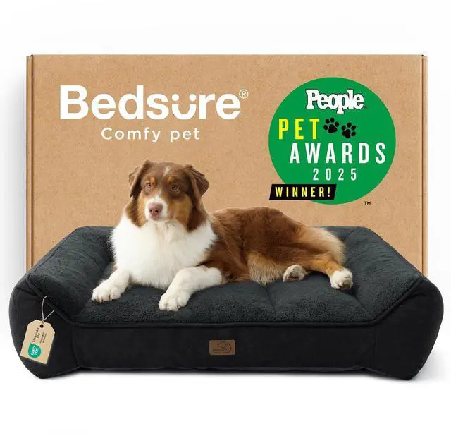 Main image of SupportMax Extra Thick Orthopedic Dog Beds Large Sized Dog | 38" Premium Supportive Couch for Senior Dogs, Water-resistant Removable Washable Cover, Big Comfy Pet Sofa with Sherpa, Black