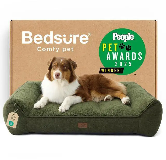 Main image of SupportMax Extra Thick Orthopedic Dog Beds Large Sized Dog | 38" Premium Supportive Couch for Senior Dogs, Water-resistant Removable Washable Cover, Big Pet Sofa with Sherpa, Dark Green