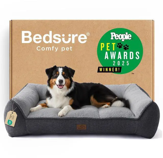 Main image of SupportMax Extra Thick Orthopedic XL Dog Bed for Extra Large Dogs | 45" Premium Supportive Couch for Senior Dogs, Water-resistant Removable Washable Cover, Jumbo Comfy Pet Sofa with Sherpa,Grey