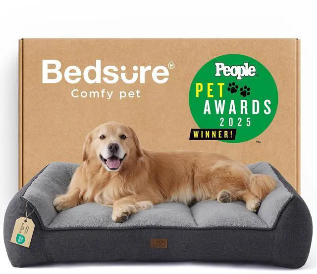 Main image of SupportMax Extra Thick Orthopedic XL Dog Bed for Extra Large Dogs | 48" Premium Supportive Couch for Senior Dogs, Water-resistant Removable Washable Cover, Big Comfy Pet Sofa with Sherpa, Grey