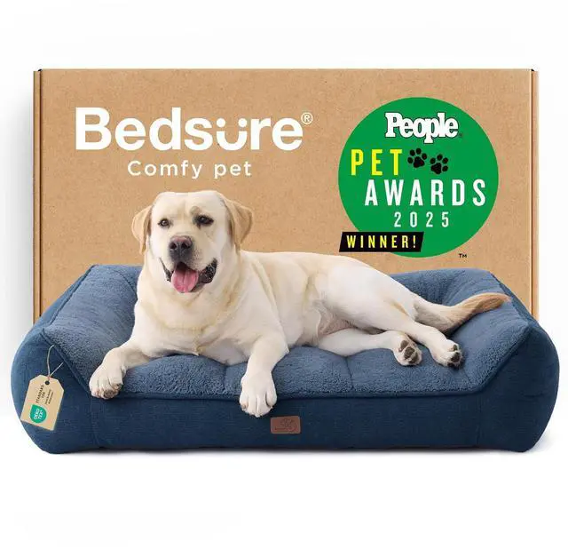 Main image of SupportMax Extra Thick Orthopedic XL Dog Bed for Extra Large Dogs | 45" Premium Supportive Couch for Senior Dogs, Water-resistant Removable Washable Cover, Jumbo Pet Sofa with Sherpa,Night Blue