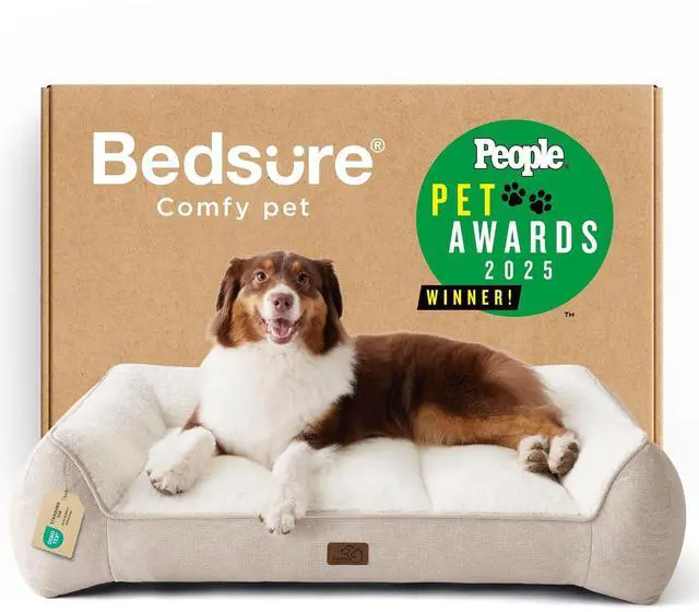 Main image of SupportMax Extra Thick Orthopedic Dog Beds Large Sized Dog | 38" Premium Supportive Couch for Senior Dogs, Water-resistant Removable Washable Cover, Big Comfy Pet Sofa with Sherpa, Cream