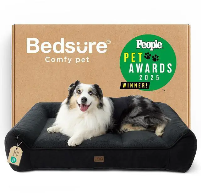 Main image of SupportMax Extra Thick Orthopedic XL Dog Beds Large Sized Dog | 42" Premium Supportive Couch for Senior Dogs, Water-resistant Removable Washable Cover, Big Comfy Pet Sofa with Sherpa, Black