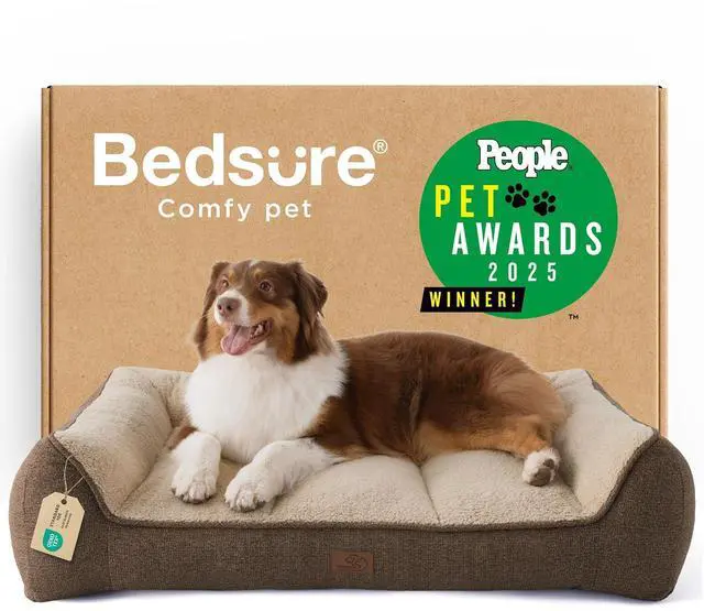 Main image of SupportMax Extra Thick Orthopedic Dog Beds Large Sized Dog | 38" Premium Supportive Couch for Senior Dogs, Water-resistant Removable Washable Cover, Big Comfy Pet Sofa with Sherpa, Brown