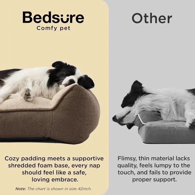 Alt view image 3 of 7 - SupportMax Extra Thick Orthopedic Dog Bed Medium Size Dog | 35" Premium Supportive Couch for Senior Dogs, Water-resistant Removable Washable Cover, Comfy Pet Sofa with Sherpa, Brown