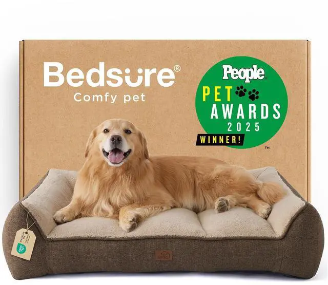 Main image of SupportMax Extra Thick Orthopedic XL Dog Bed for Extra Large Dogs | 48" Premium Supportive Couch for Senior Dogs, Water-resistant Removable Washable Cover, Big Comfy Pet Sofa with Sherpa, Brown