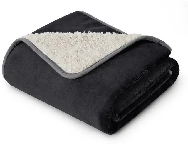 Main image of Waterproof Blanket for Bed Soft Sherpa Fleece Throw,King 108"x86" | Plush Cozy Calming Reversible Dog Blankets for Large Senior Dogs,Warm Bed Couch Cover,Pet Furniture Protector,Black