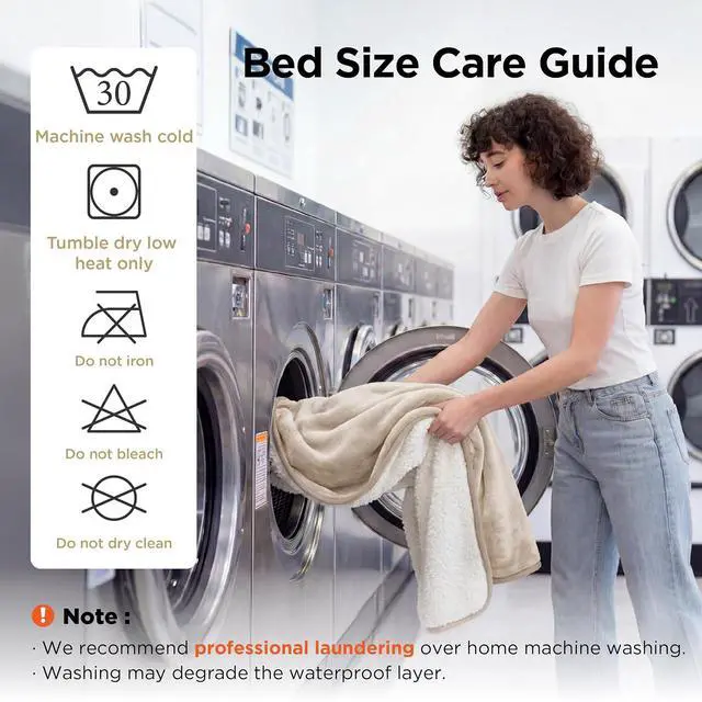 Alt view image 4 of 7 - Waterproof Blanket for Bed Soft Sherpa Fleece Throw,Queen 90x86 | Plush Cozy Calming Reversible Dog Blankets for Large Senior Dogs,Warm Bed Couch Cover,Pet Furniture Protector,Cream