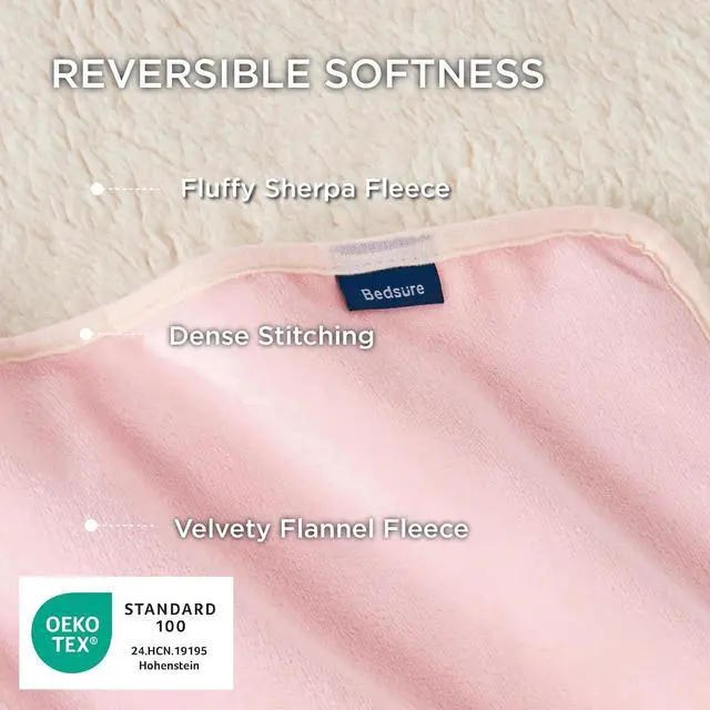 Alt view image 3 of 7 - Waterproof Blanket for Bed Soft Sherpa Fleece Throw,Queen 90x86 | Plush Cozy Calming Reversible Dog Blankets for Large Senior Dogs,Warm Bed Couch Cover,Pet Furniture Protector,Pink
