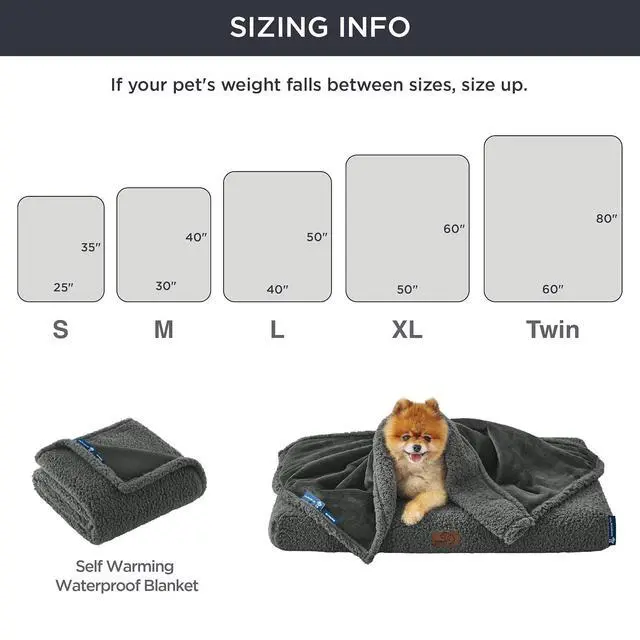Alt view image 6 of 7 - Self Warming Waterproof Blanket for Bed - Twin Size (80"x60") Grey | Soft Plush Sherpa FleeceCozy Calming Reversible Dog Blankets for Large Dogs Pet,Warm Bed Couch Cover Furniture Protector