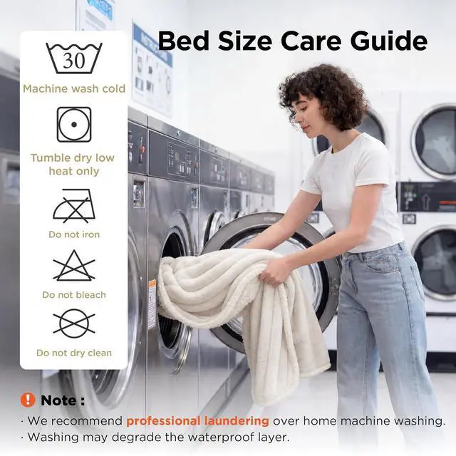 Alt view image 5 of 7 - ComfyFleece Waterproof Blanket for Bed, King86"x108" Cream | Soft Plush Bed Couch Cover Corduroy Fleece for Furniture Protector, Cozy Calming Reversible Dog Blankets for Large Dogs Pet