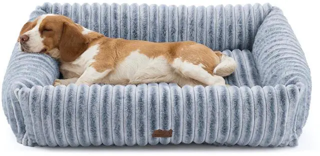Alt view image 6 of 6 - ComfyFleece Dog Beds Large Sized Dog Washable36in Blue Indigo | Furry Big Rectangle Pet Beds,Cute Aesthetic,Orthopedic Corduroy Fleece,Removable Zipper Cover,Non-Slip Bottom,Up to 60 Lbs