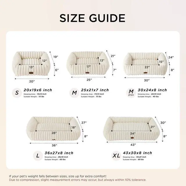 Alt view image 5 of 6 - ComfyFleece Cute Dog Beds Large Sized Dog Washable36in Blush Pink | Furry Big Square Pet Beds, Washable Aesthetic,Orthopedic Corduroy Fleece,Removable Zipper Cover,Non-Slip Bottom,Up to 60 Lbs
