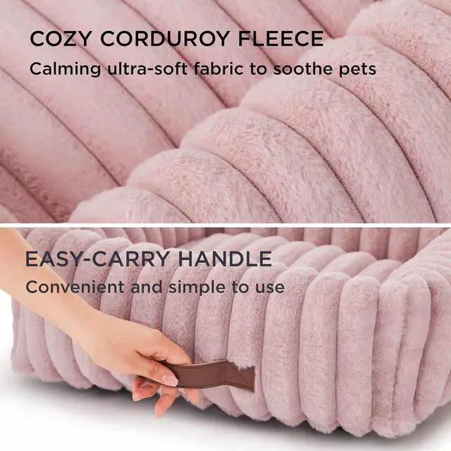 Alt view image 3 of 6 - ComfyFleece Cute Dog Beds Large Sized Dog Washable36in Blush Pink | Furry Big Square Pet Beds, Washable Aesthetic,Orthopedic Corduroy Fleece,Removable Zipper Cover,Non-Slip Bottom,Up to 60 Lbs