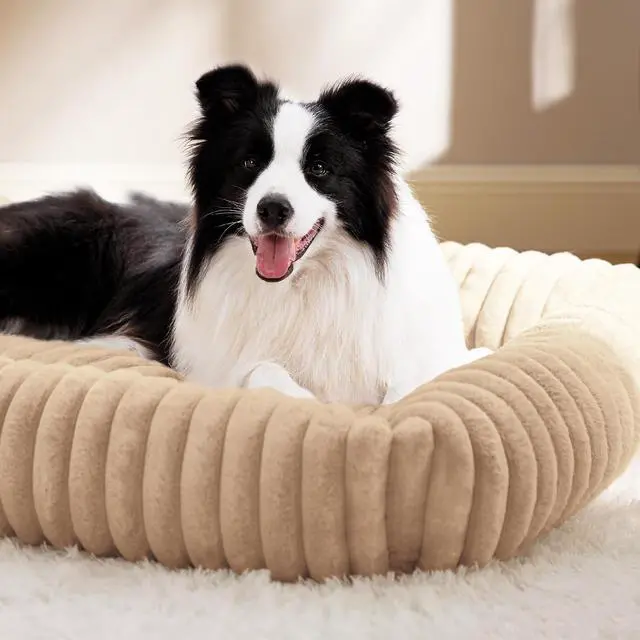 Alt view image 7 of 7 - ComfyFleece Cute XL Dog Beds for Extra Large Dogs43in Sandy Beige | Furry Cute Rectangle Big Pet Beds,Washable Aesthetic,Orthopedic Corduroy Fleece,Jumbo Removable Zipper Cover,Up to 90 Lbs