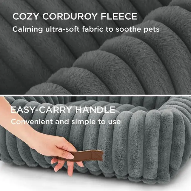 Alt view image 3 of 6 - ComfyFleece Cute Dog Beds Large Sized Dog Washable36in Warm Grey | Furry Big Square Pet Beds, Washable Aesthetic,Orthopedic Corduroy Fleece,Removable Zipper Cover,Non-Slip Bottom,Up to 60 Lbs
