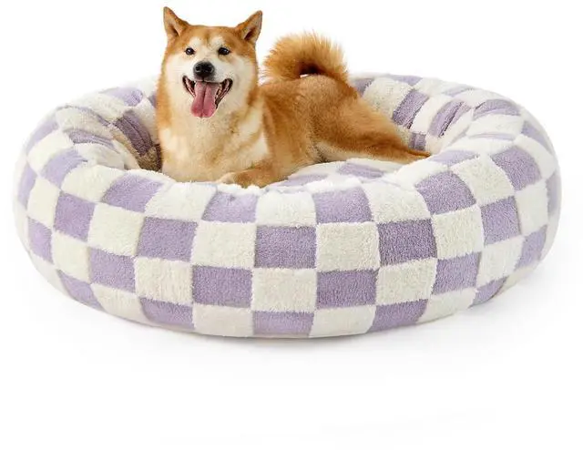 Main image of Lesure Shown on TV Jacquard Donut Dog Beds Large Sized Dog,Purple 36x36x8in | Orthopedic Calming Pet Bed Sofa, Original Design Pattern,Washable Cover,Cute Home Decor as Gift for Pet,Anti Slip Bottom