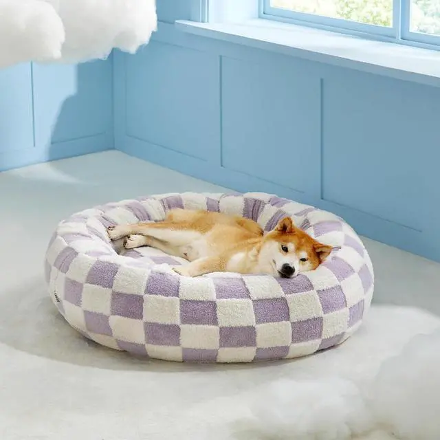 Alt view image 5 of 7 - Lesure Shown on TV Jacquard Donut Dog Beds Large Sized Dog,Purple 36x36x8in | Orthopedic Calming Pet Bed Sofa, Original Design Pattern,Washable Cover,Cute Home Decor as Gift for Pet,Anti Slip Bottom