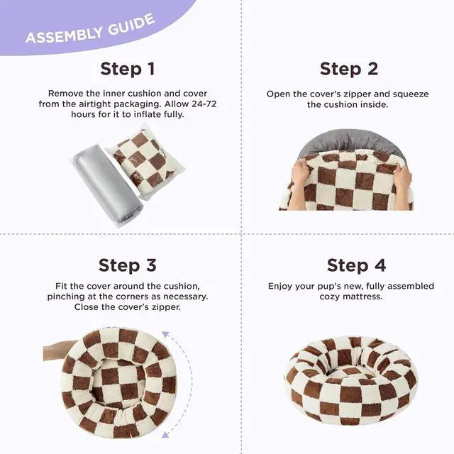 Alt view image 6 of 7 - LE SURE Shown on TV Jacquard Donut Dog Beds Extra Large,Brown 42x42x9in | XL Orthopedic Calming Pet Bed Sofa, Original Design Pattern,Washable Cover, Home Decor as Gift for Pet,Anti Slip Bottom