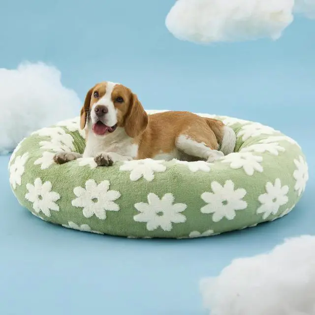 Alt view image 7 of 7 - LE SURE Shown on TV Jacquard Donut Dog Beds Large Sized Dog,Green 33x33x8in | Orthopedic Calming Pet Bed Sofa,Original Design Pattern,Washable Cover,Cute Home Decor as Gift for Pet,Anti Slip Bottom