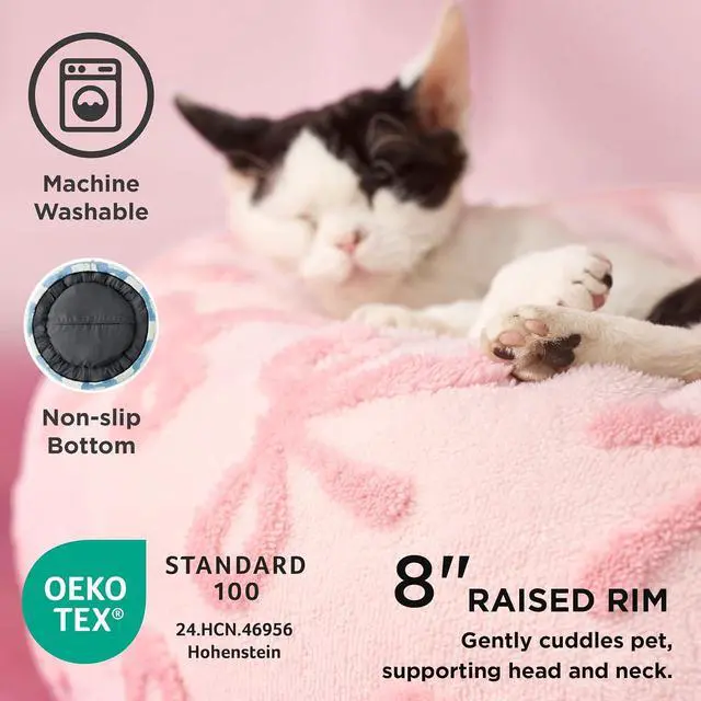 Alt view image 3 of 7 - LE SURE Shown on TV Jacquard Donut Dog Beds Large,Pink Taffy 36x36x8in | Orthopedic Calming Pet Bed Sofa, Original Design Pattern,Washable Cover,Cute Home Decor as Gift for Pet,Anti Slip Bottom