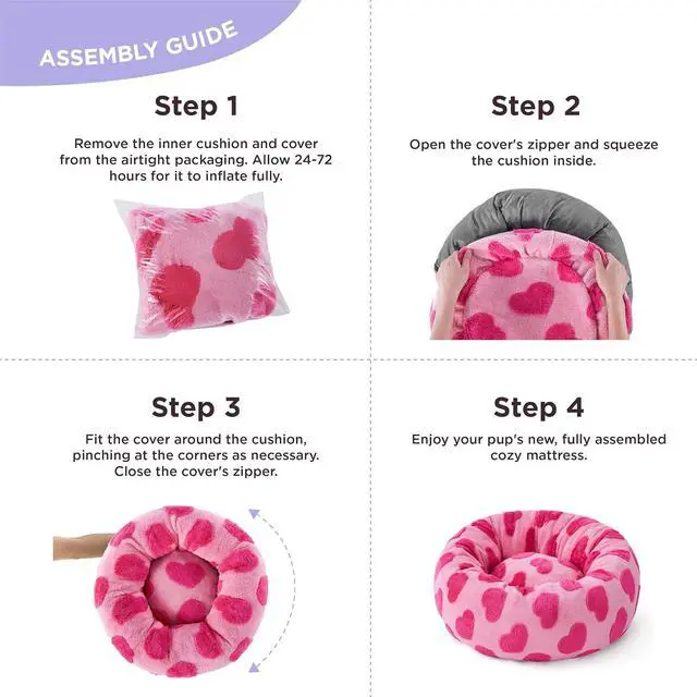 Alt view image 5 of 7 - LE SURE Shown on TV Jacquard Donut Dog Beds Medium,Lover Hearts 30x30x8in | Orthopedic Calming Pet Bed Sofa, Original Design Pattern,Washable Cover,Cute Home Decor as Gift for Pet,Anti Slip Bottom