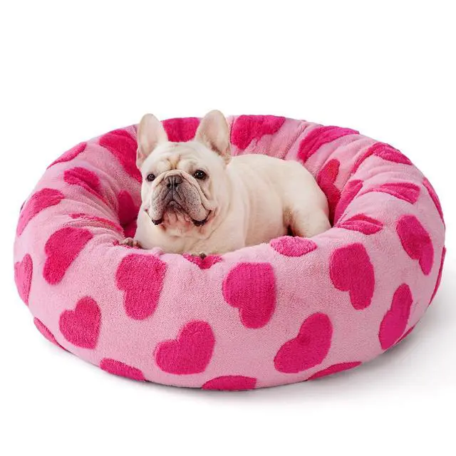 Alt view image 7 of 7 - LE SURE Shown on TV Jacquard Donut Dog Beds Medium,Lover Hearts 30x30x8in | Orthopedic Calming Pet Bed Sofa, Original Design Pattern,Washable Cover,Cute Home Decor as Gift for Pet,Anti Slip Bottom