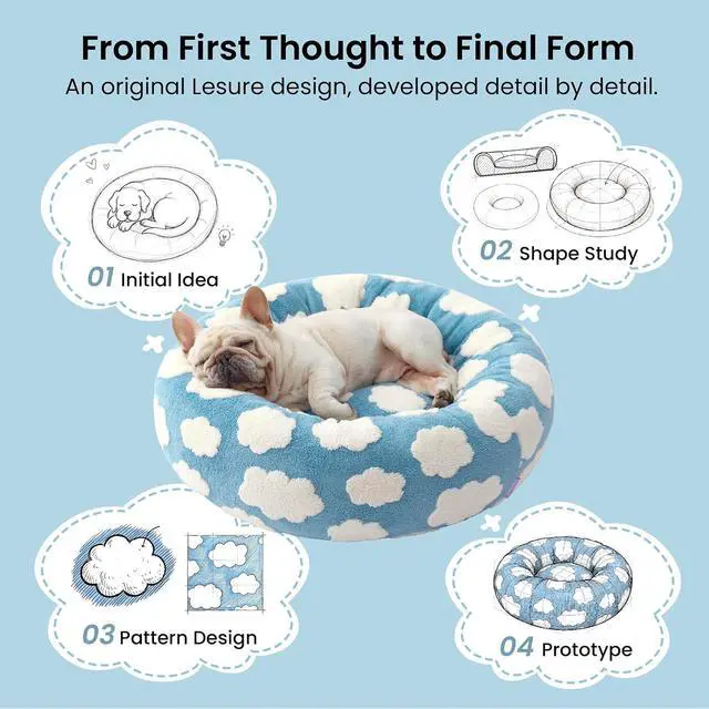 Alt view image 7 of 7 - Lesure Shown on TV Jacquard Donut Dog Beds Large Sized Dog,Purple 36x36x8in | Orthopedic Calming Pet Bed Sofa, Original Design Pattern,Washable Cover,Cute Home Decor as Gift for Pet,Anti Slip Bottom