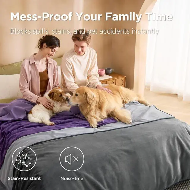 Alt view image 3 of 7 - Waterproof Blanket for Bed Soft Flannel Fleece,King 86"x108" Grey | Dog Blankets for Large Senior DogsCouch Cover Throw for Pet Leakproof, Furniture Protector for Travel Camping