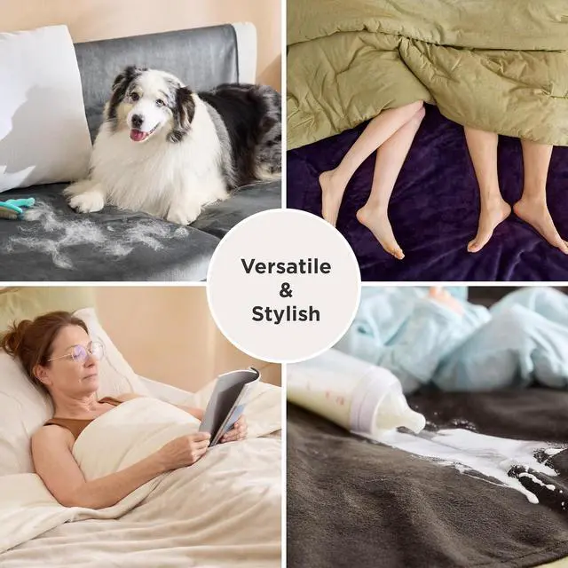 Alt view image 5 of 7 - Waterproof Blanket for Bed Soft Flannel Fleece,King 86"x108" Grey | Dog Blankets for Large Senior DogsCouch Cover Throw for Pet Leakproof, Furniture Protector for Travel Camping