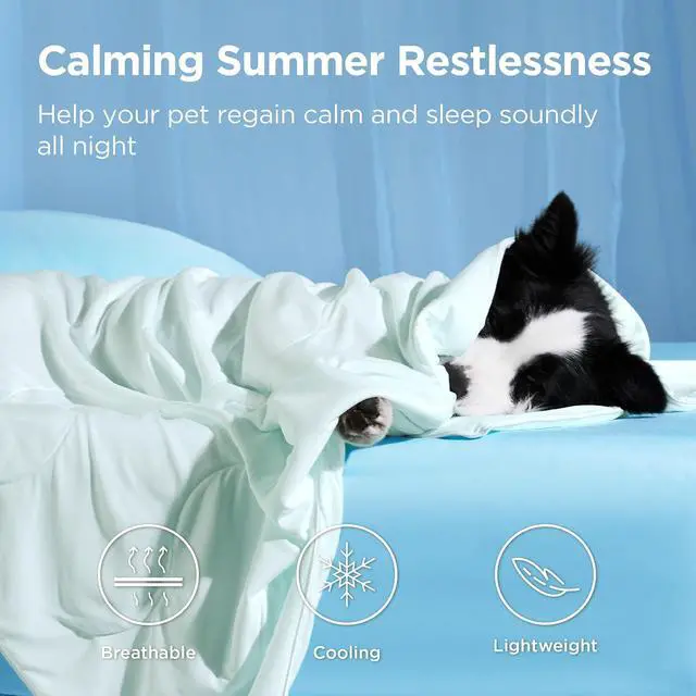 Alt view image 4 of 7 - Cooling Blanket for Bed Breathable Throw Q-MAX>0.4, Twin 60x80 | Air-Core FillLightweight Pet Cat Couch Cover Washable, Cold Blanket for Summer, Dog Cooling Mat Soft, Pale Jade