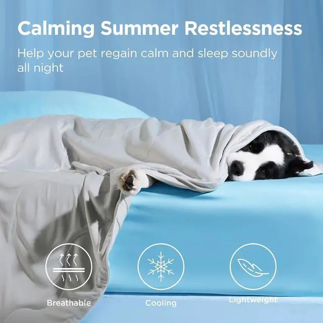 Alt view image 4 of 7 - Cooling Blanket for Bed Breathable Throw Q-MAX>0.4, Twin 60x80 | Air-Core FillLightweight Pet Cat Couch Cover Washable, Cold Blanket for Summer, Dog Cooling Mat Soft, Pearl Grey