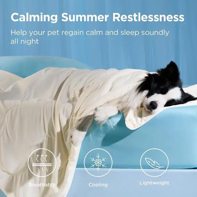 Alt view image 4 of 7 - Cooling Blanket for Bed Breathable Throw Q-MAX>0.4, Twin 60x80 | Air-Core FillLightweight Pet Cat Couch Cover Washable, Cold Blanket for Summer, Dog Cooling Mat Soft, Beige